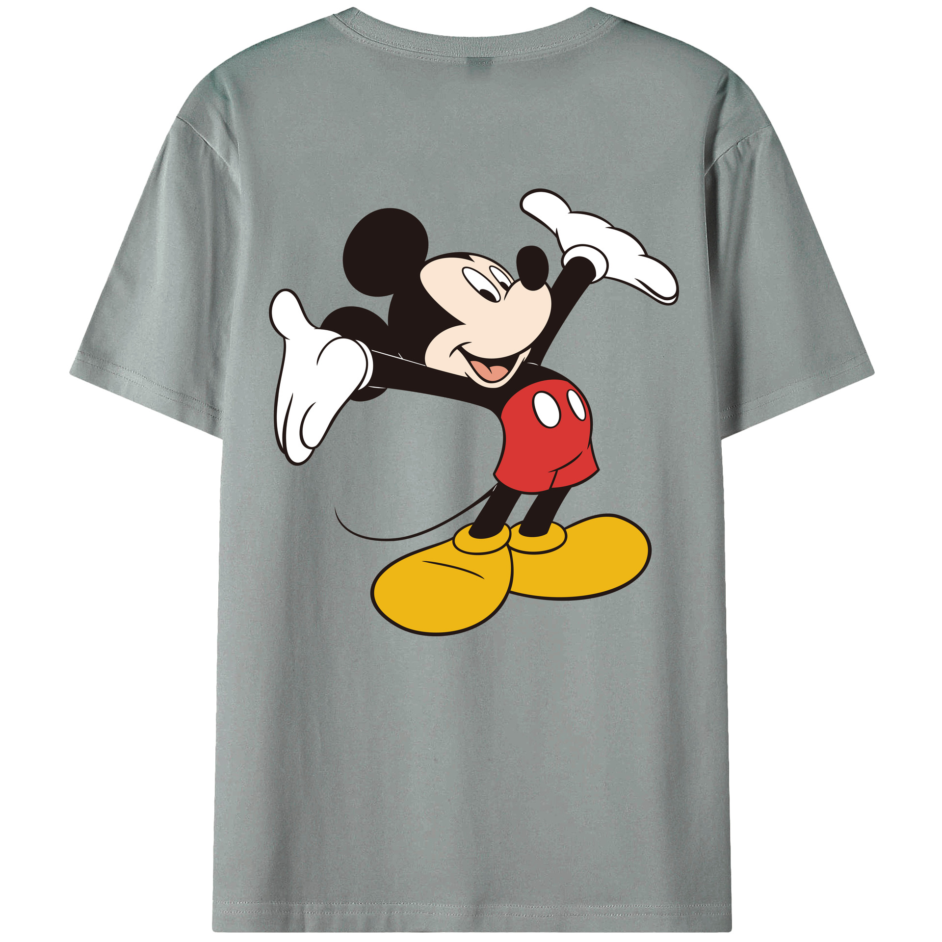 ミッキーマウス Mickey Mouse 綿100％ メンズ半袖Tシャツ（バックプリント） 通気性